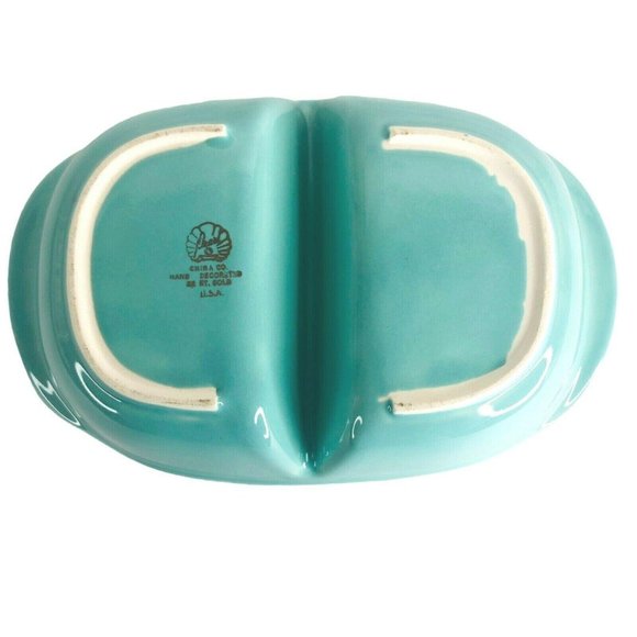 Pearl China CO Robin BLue Egg Divided Dish Gold - Picture 6 of 8